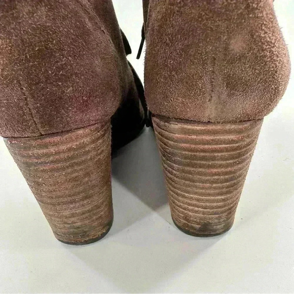 Lucky brand sway ankle booties size 7.5 37.5 chocolate brown suede wedge boots - Picture 7 of 13